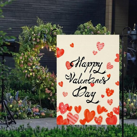 Valentines Day Garden Flag 12x18" Outside Double Sided Love Heart holiday - Picture 4 of 7
